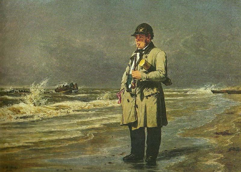 martinus rorbye en strandingskommissioncer ved vestkysten af fylland, incerheden af skagen china oil painting image